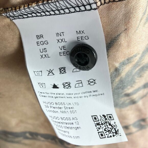 HUGO BOSS Shirt Mens XXL Red Button Up Hawaiian Palm Tree Resortwear Tropical - Picture 3 of 8